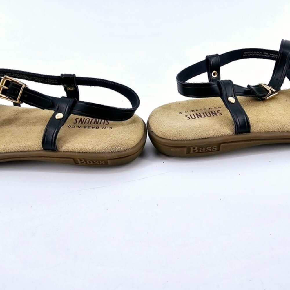 G. H. Bass Co. SUNJUNS Women's 10W Margie Black & Tan Classic Comfort Sandals - Picture 5 of 9